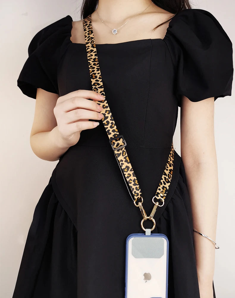 Leopard Print Crossbody Phone Lanyard with Adjustable Neck Strap