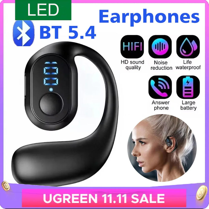Waterproof HiFi Headset for Hands-Free Convenience - CUGUU Wireless Ear Hook Headset