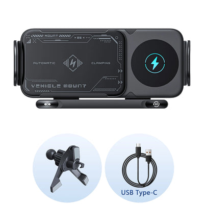 Electric Car Phone Mount Wireless Charger Auto-Clamp 15W