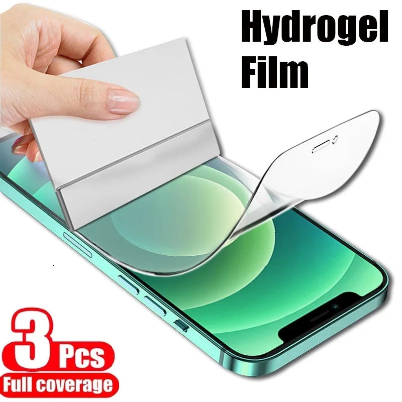 3-Pack Soft Hydrogel Film Screen Protector iPhone 16 15 14 13 12 11 Pro Max XS XR X 8 7 Plus TPU