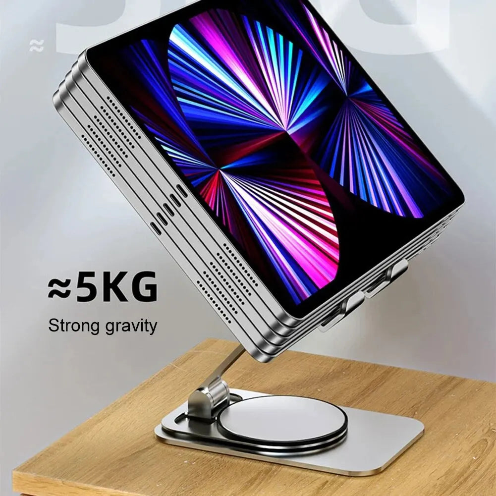 K61 Metal 360° Rotating Phone Tablet Stand | Foldable Adjustable Desk Holder for iPhone iPad