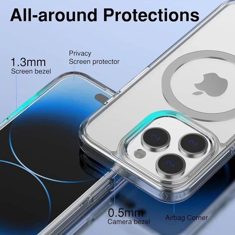 PSWWSP Magnetic Clear MagSafe iPhone Case | Transparent Silicone Cover iPhone 17–11 XS XR Pro Max