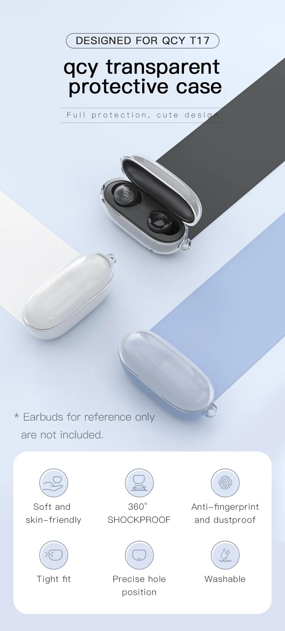 QCY T17 Bluetooth Earbuds 5.1 Wireless Audio with Long-Lasting 26H Charging Case