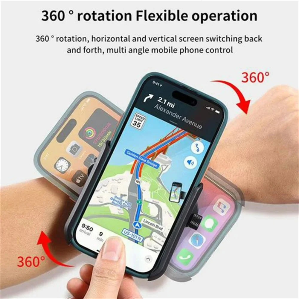 360° Rotatable Wristband Phone Holder – Car Cycling Motorcycle Universal Mount