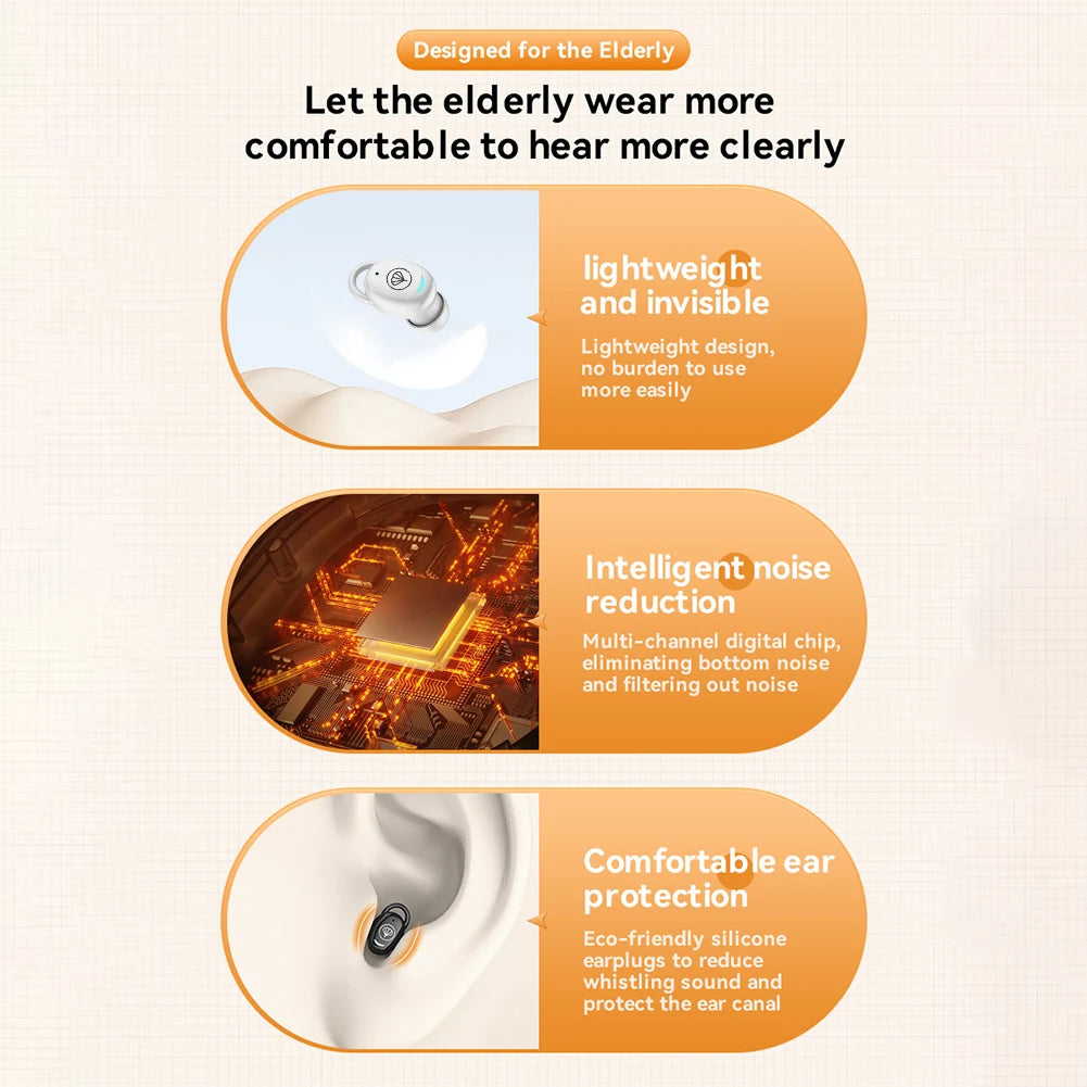 Wireless Hearing Aid Earbuds for Seniors and Adults