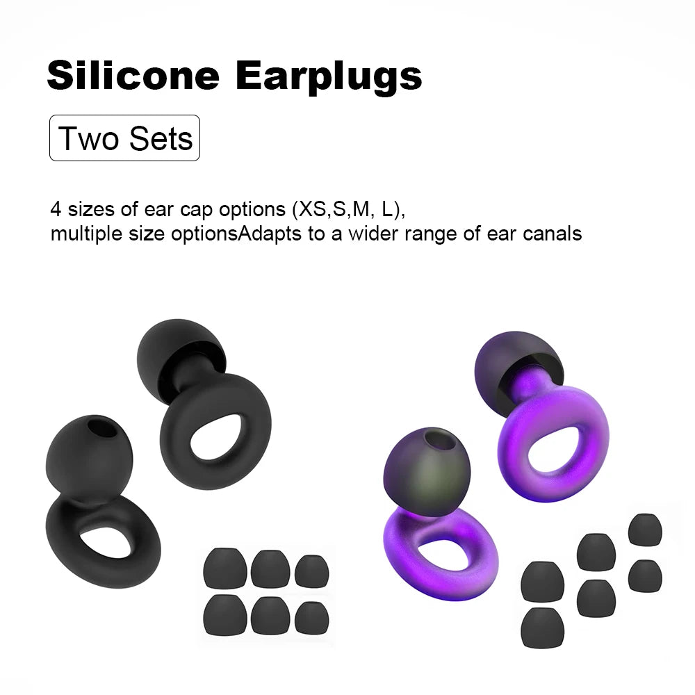 Silicone Earplugs 4 Sizes Hypoallergenic Reusable Noise Reducing