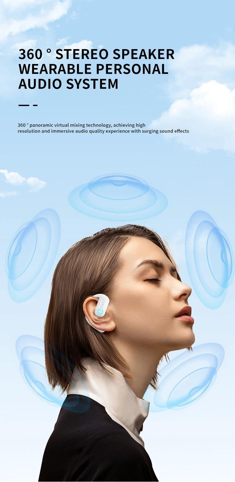 VAORLO YS-01 - Top Rated Bluetooth Ear Hook Headset for Business & Sports
