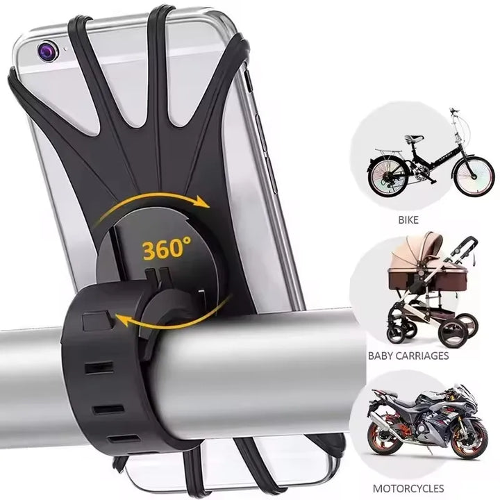 Silicone Bike Phone Mount – Universal Handlebar Holder 4–6.5 Inch