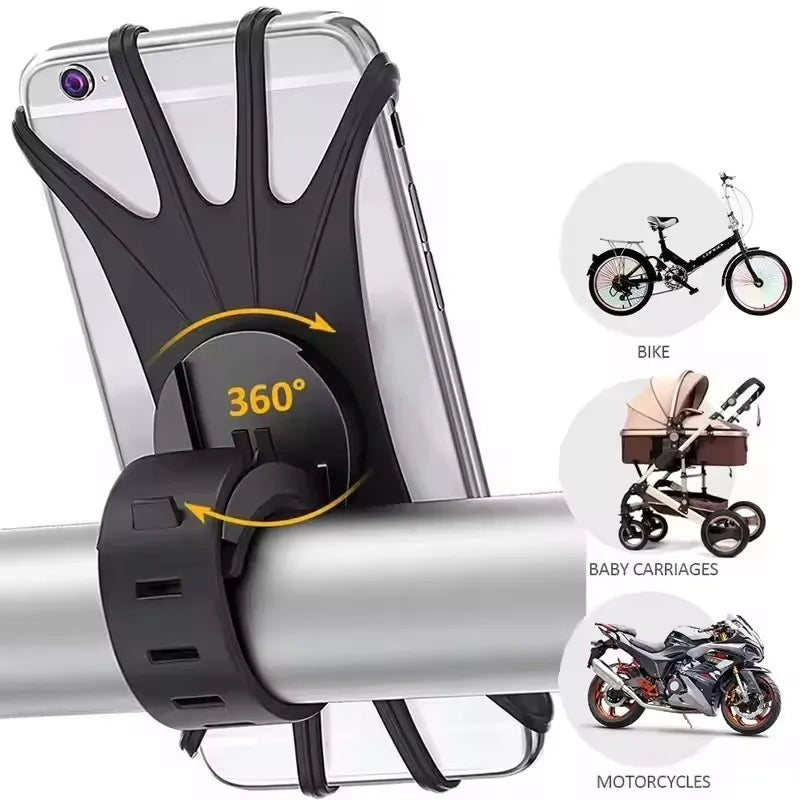 Silicone Bike Phone Mount – Universal Handlebar Holder 4–6.5 Inch