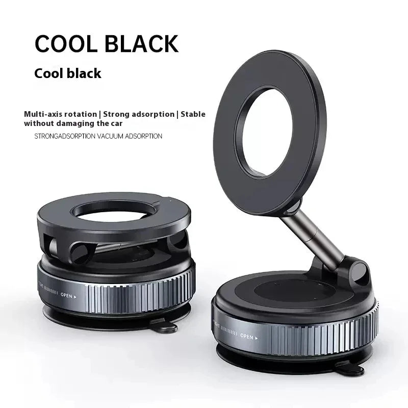 Foldable Magnetic Vacuum Phone Holder | 360° Adjustable Mount for Car Desk Bathroom Gym Mirror