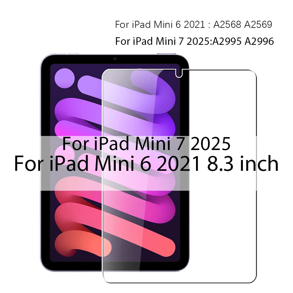 Tempered Glass Screen Protector iPad Pro 11 13 2025 Air M3 Mini 7 10th 9th Gen A16 9H HD Clear Film