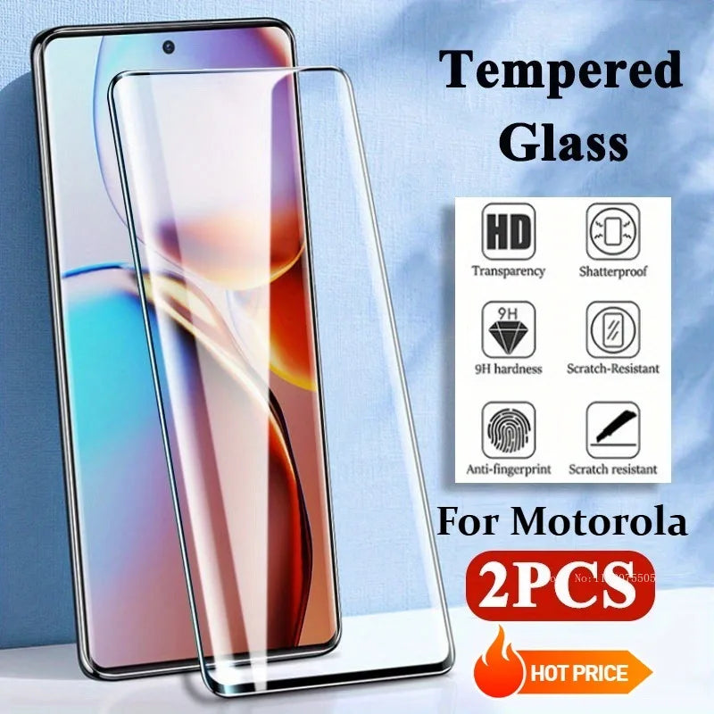 2-Pack Full Cover Tempered Glass Motorola Moto Edge 60 50 40 30 Neo Pro Fusion Ultra HD Anti-Scratch