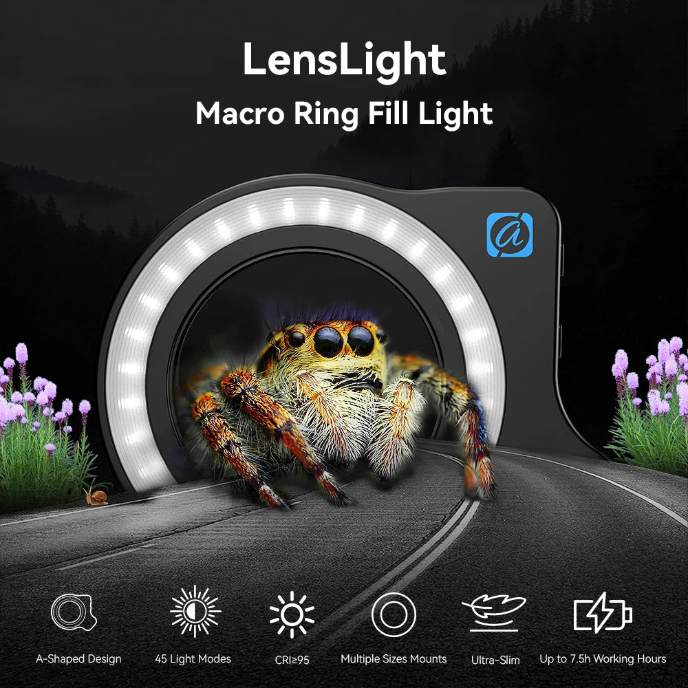 Apexel 37mm/52mm Thread Macro Lens Fill Light for Smartphones Cameras