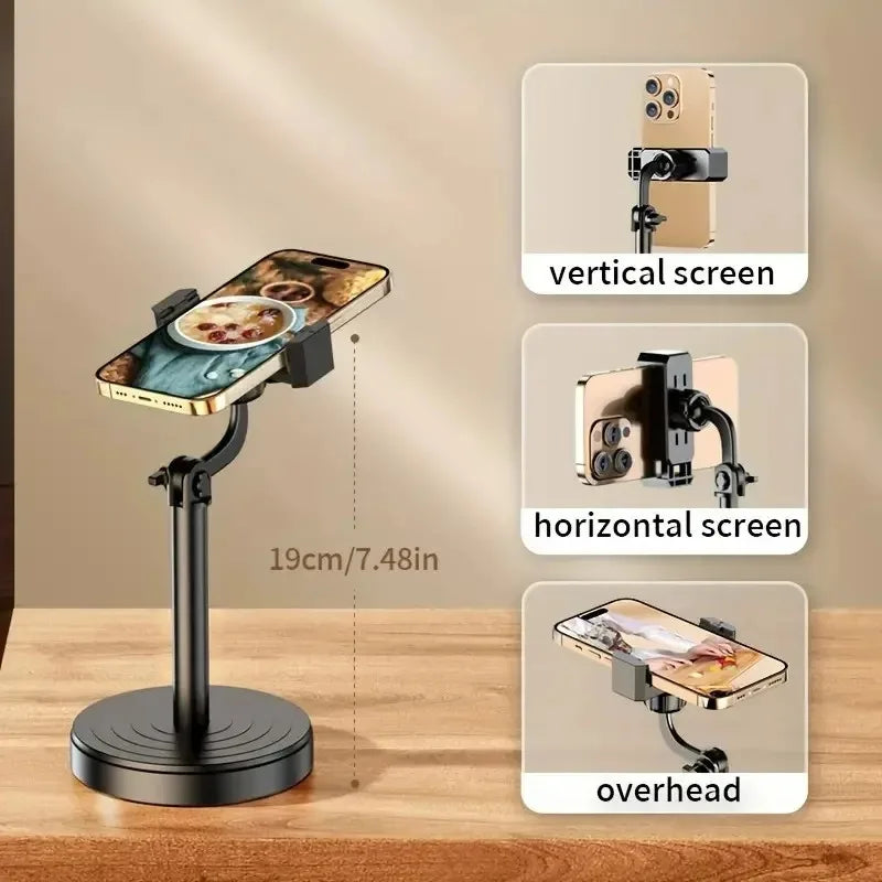 Adjustable Telescopic Phone Stand – 360 Rotation Desk Holder for Live Streaming