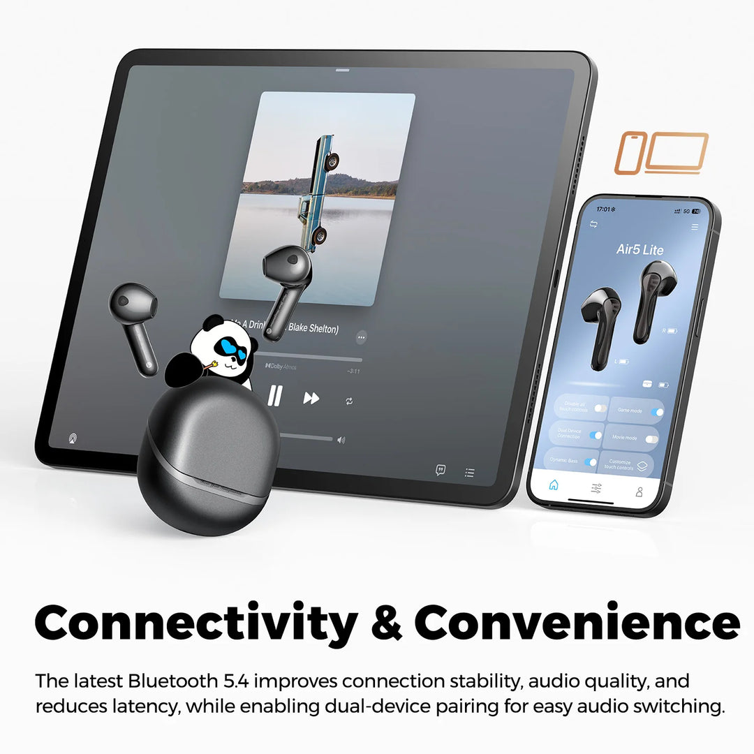 Soundpeats Air5 Lite Hi-Res Wireless Earbuds - Waterproof with 4 Dynamic Drivers