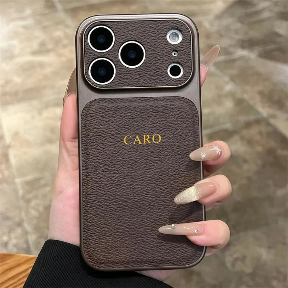 Custom Initial Letter Leather Case for iPhone 17 16 15 — luxury leather case for iPhone