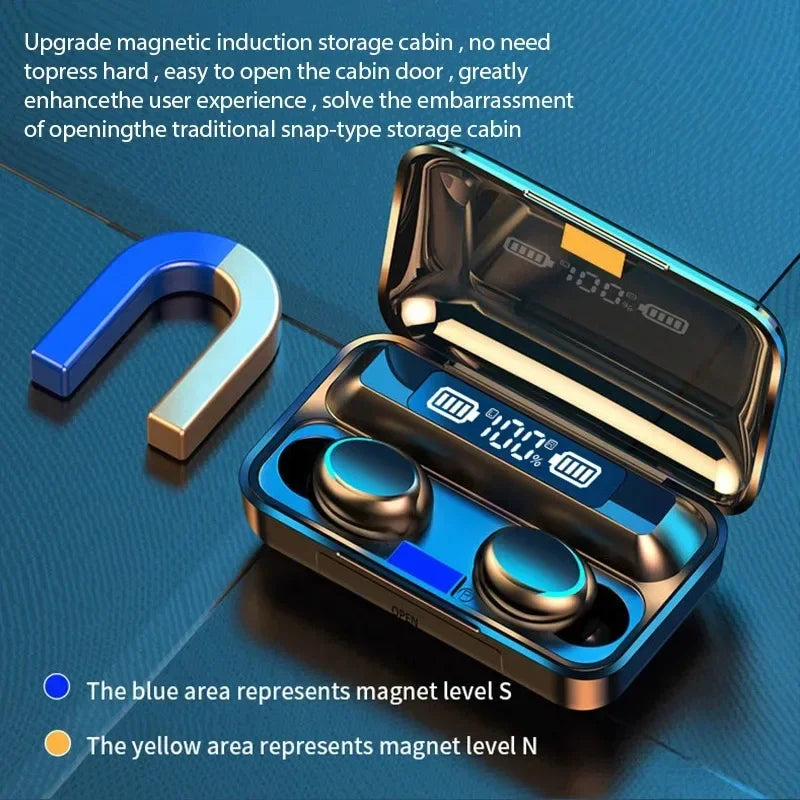 DAMORE F9 Bluetooth 5.0 TWS Earbuds | LED Display ANC | Waterproof HiFi | Charging Case
