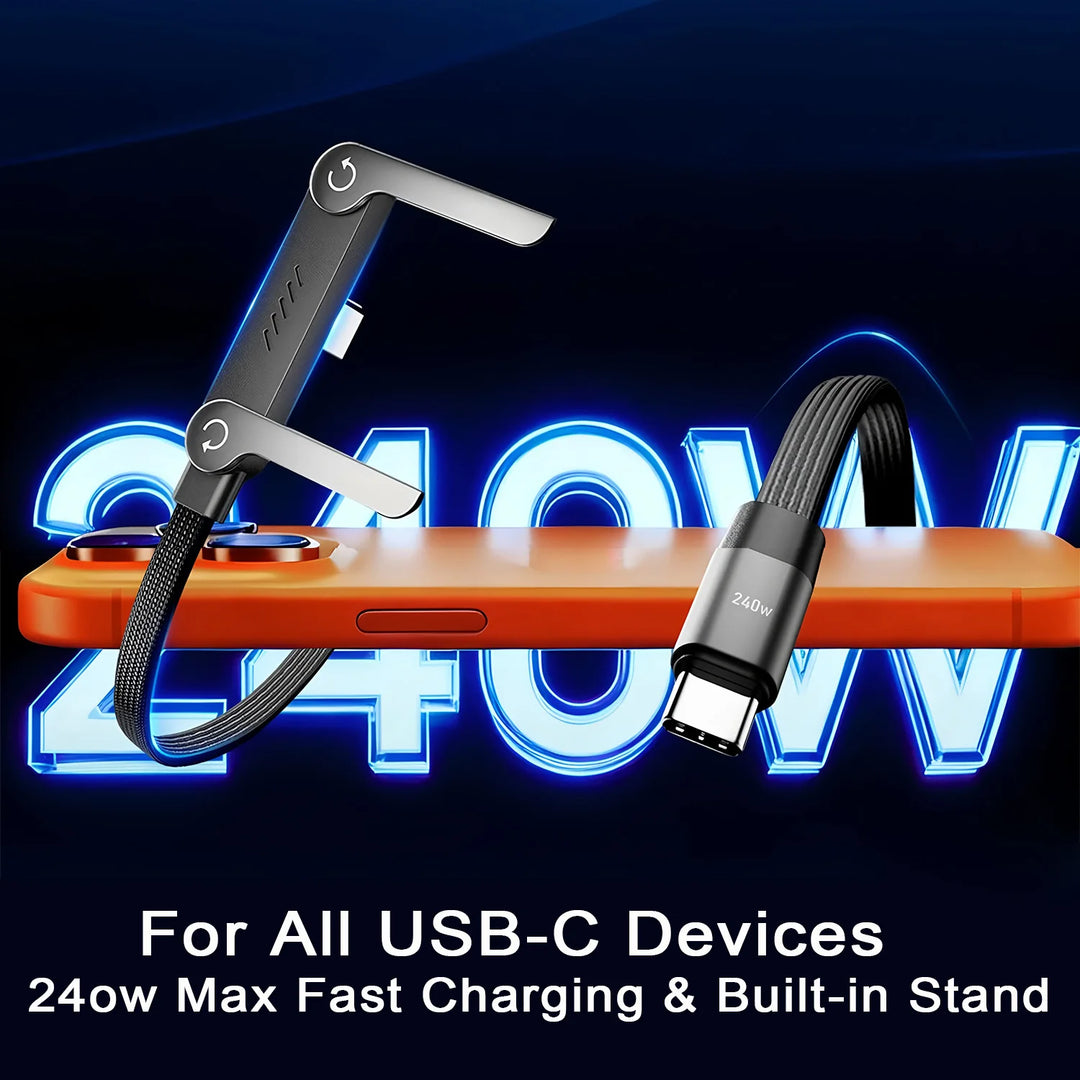 amzwn 240W Fast Charge Foldable Phone Holder Cable | 6A PD USB | Multi-Angle Charging Stand