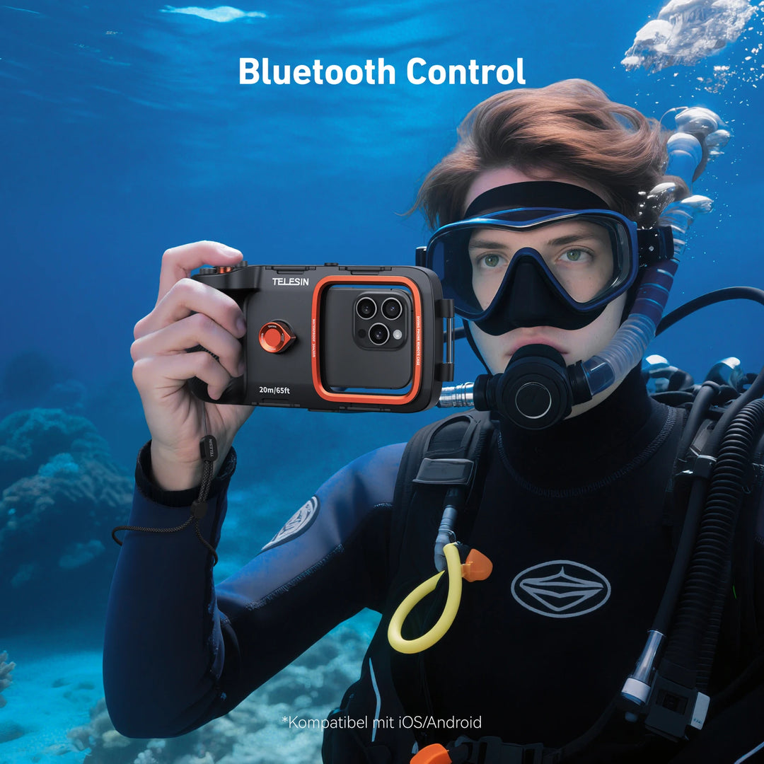 TELESIN Diving Phone Case Waterproof Grip 20m IP68 Bluetooth