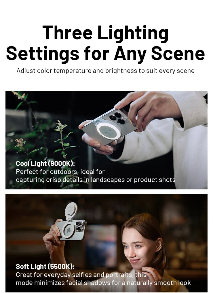 PGYTECH Magnetic MagSafe LED Fill Light for iPhone - Professional Lighting