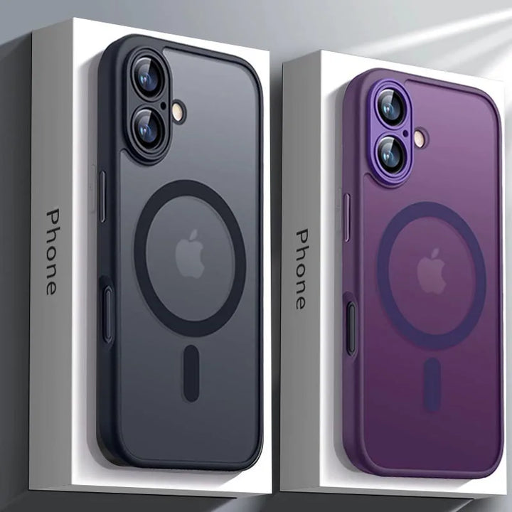 Magnetic Luxury Armor Shockproof Case For iPhone 17 Air 16 15 14 13 12 11Pro Max Magsafe Wireless Charge Matte Translucent Cover
