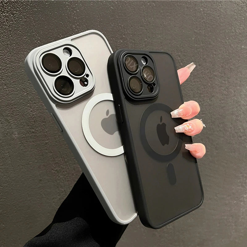 QIXTWO Luxury Matte Armor MagSafe iPhone Case | Shockproof Wireless Charging iPhone 17–11 Pro Max