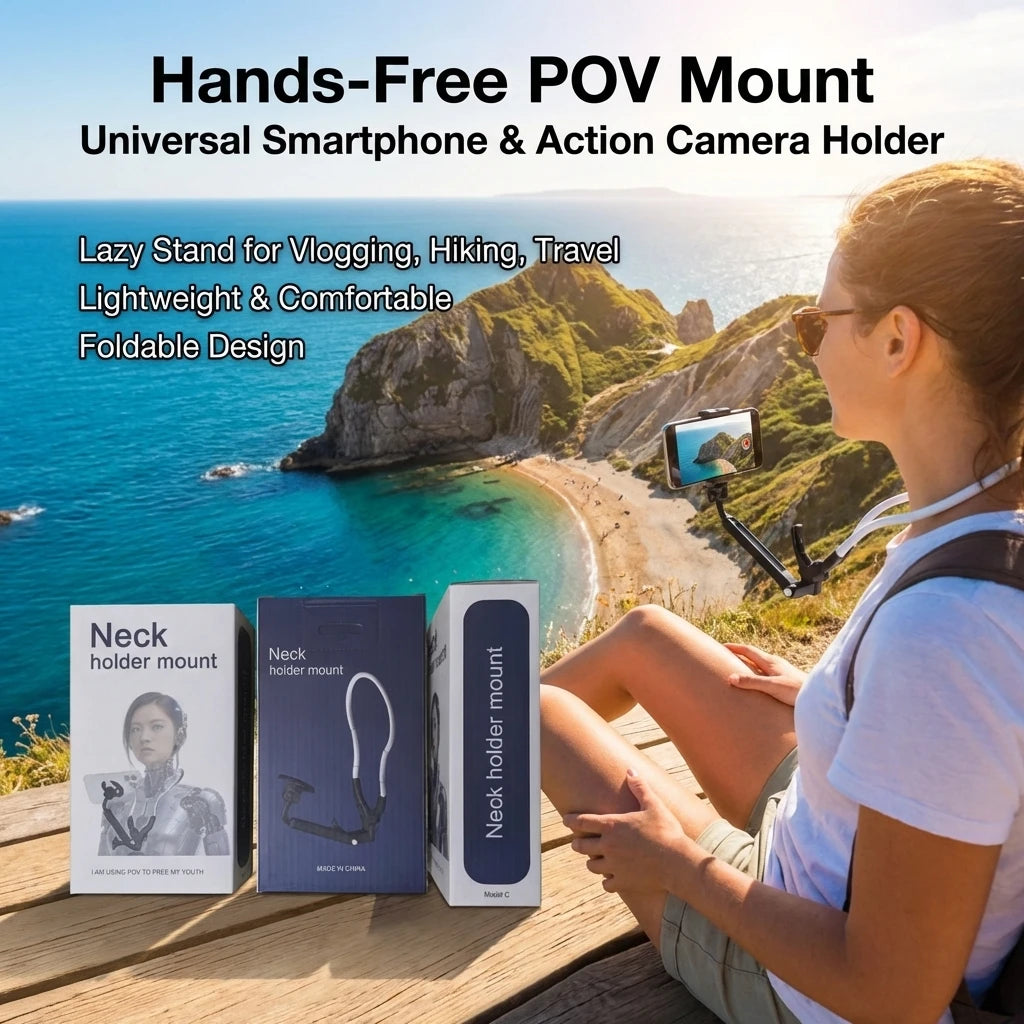 Magnetic Neck Phone Holder – Hands-Free MagSafe Tripod Stand