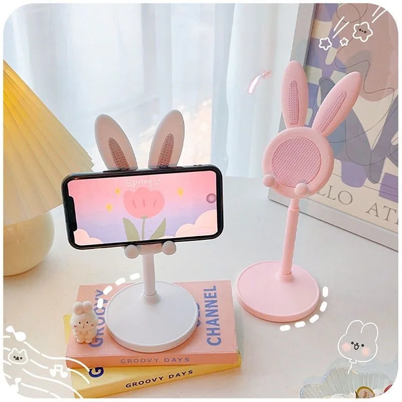 Cute Rabbit Desktop Phone Stand | Height Adjustable Tablet Holder | Ergonomic Desk Accessory