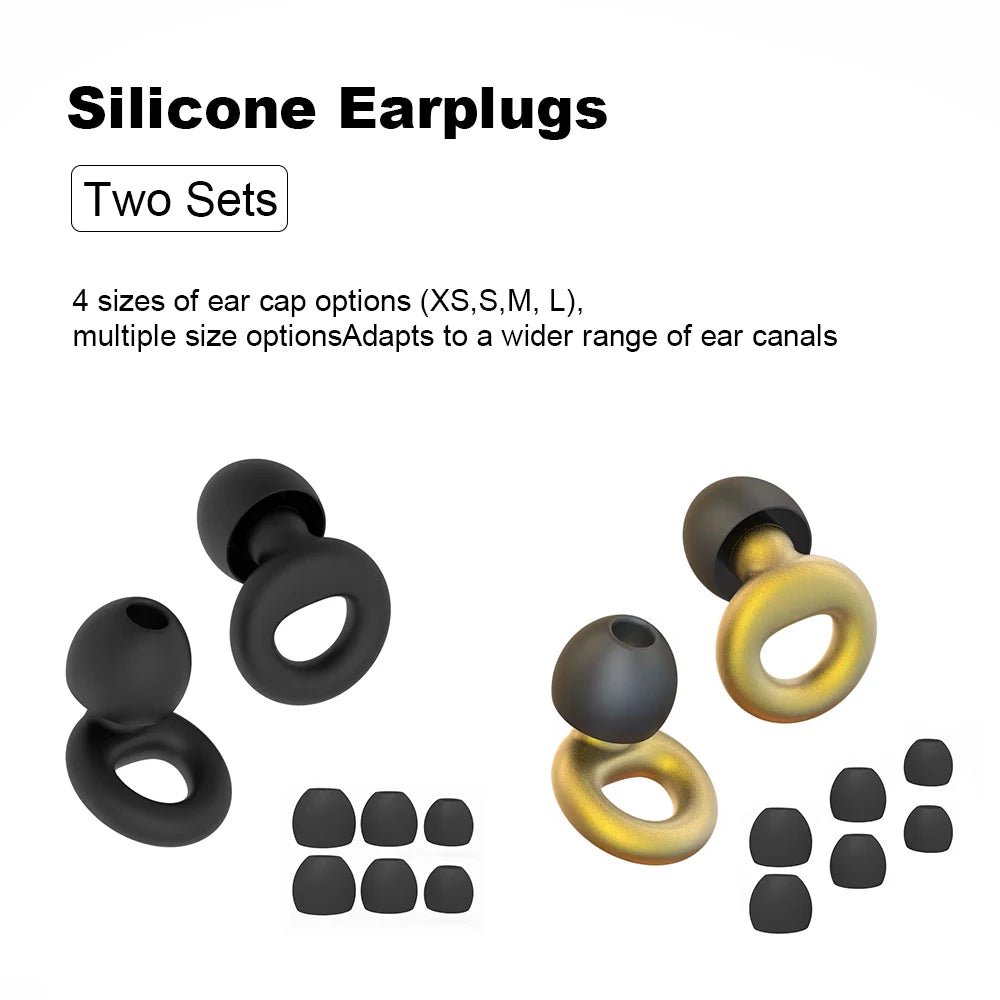 Silicone Earplugs 4 Sizes Hypoallergenic Reusable Noise Reducing