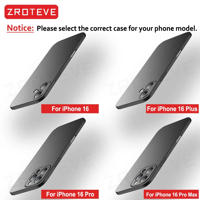 ZROTEVE Slim Matte iPhone Case | Hard PC Anti-Fingerprint Cover iPhone 17–12