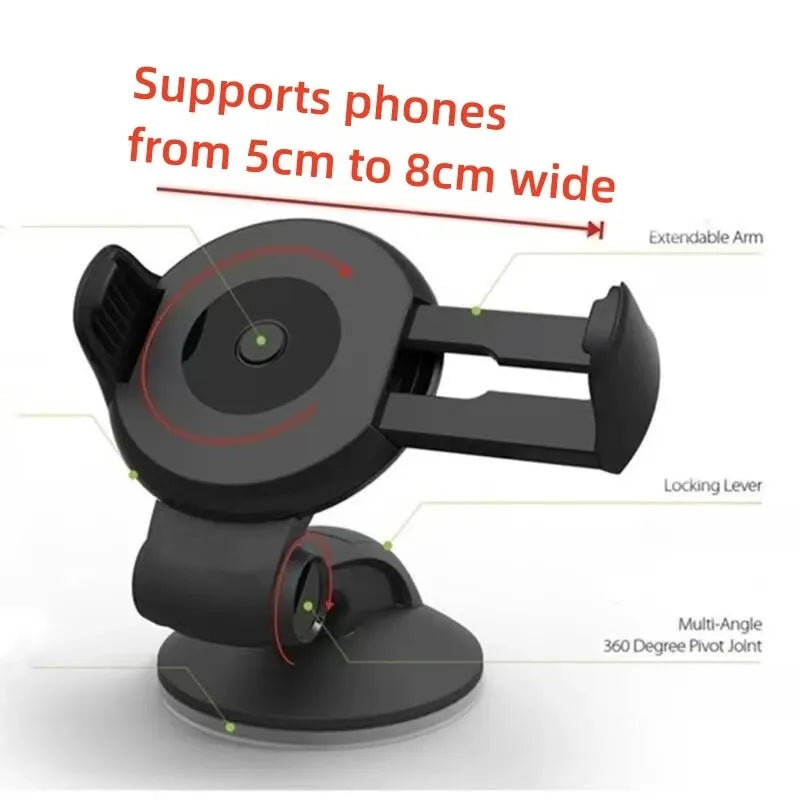 Universal Windshield Suction Cup Phone Holder for Smartphones