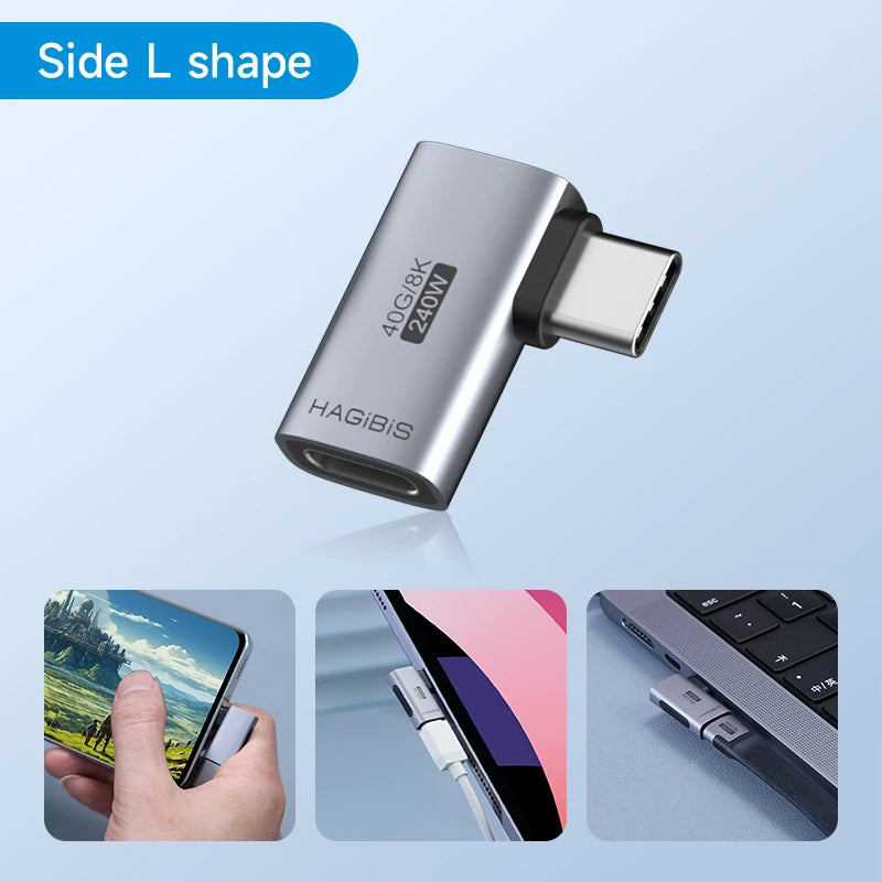 Hagibis 240W USB-C Adapter 40Gbps 8K 90° | USB4 Thunderbolt 4/3 MacBook iPhone 17 Converter
