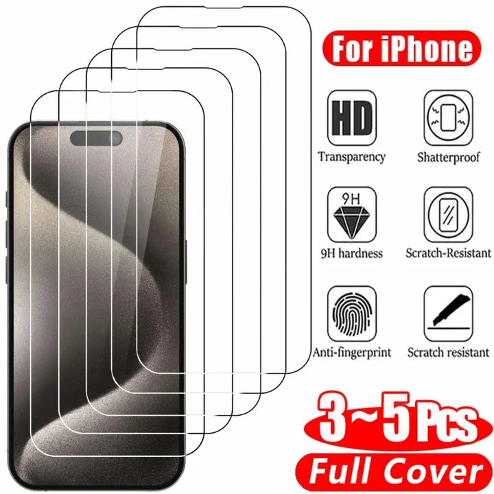 Clear Tempered Glass iPhone Screen Protector | Anti-Fingerprint Film iPhone 17 16 15 14 13 12 11