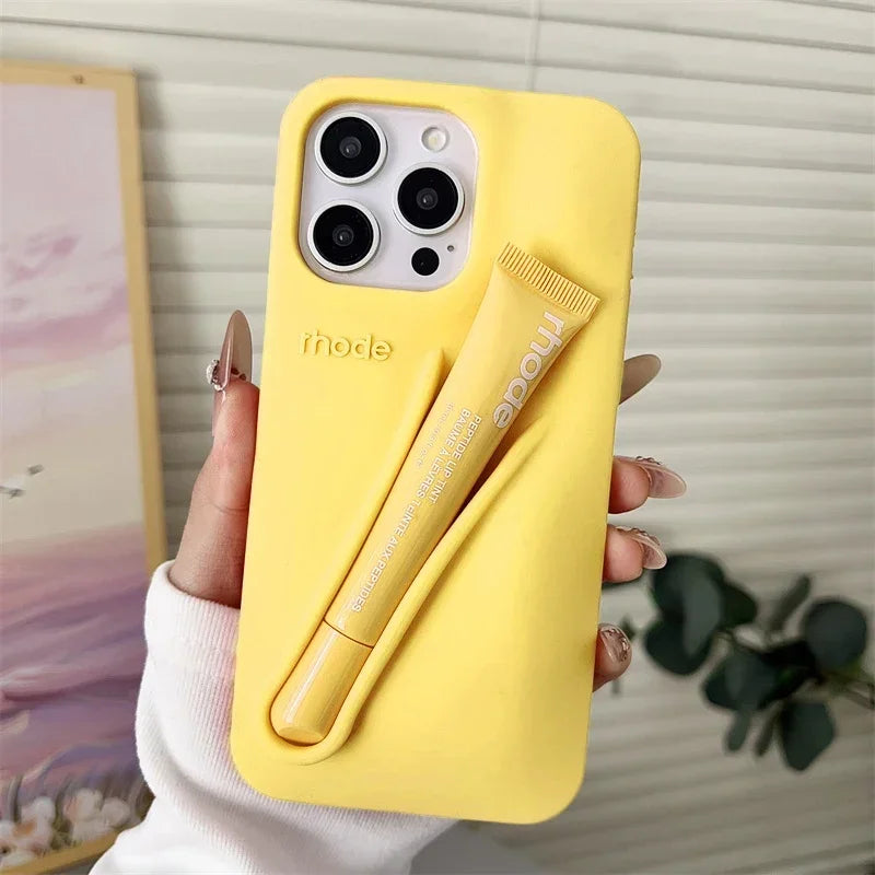 Lemontini Lip Gloss Holder iPhone Case | Rhode-Style Silicone Lipstick Cover iPhone 17–12