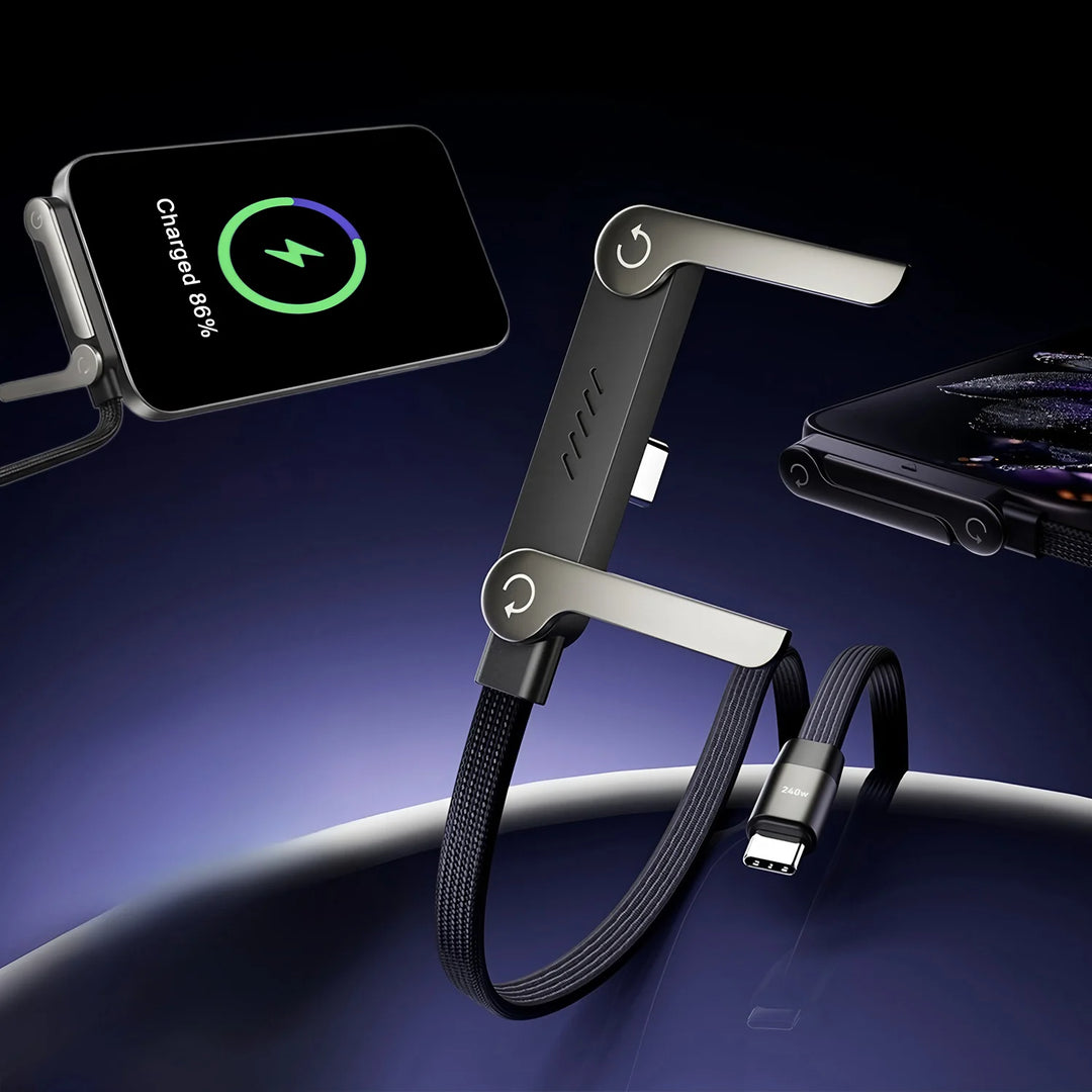 amzwn 240W Fast Charge Foldable Phone Holder Cable | 6A PD USB | Multi-Angle Charging Stand