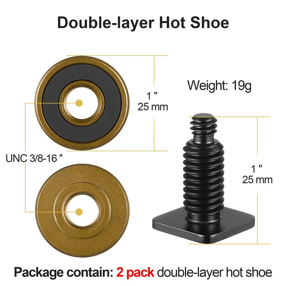 Hot Shoe to 1/4-20 Aluminum Adapter Mount for DSLR & Mirrorless Camera Rigs