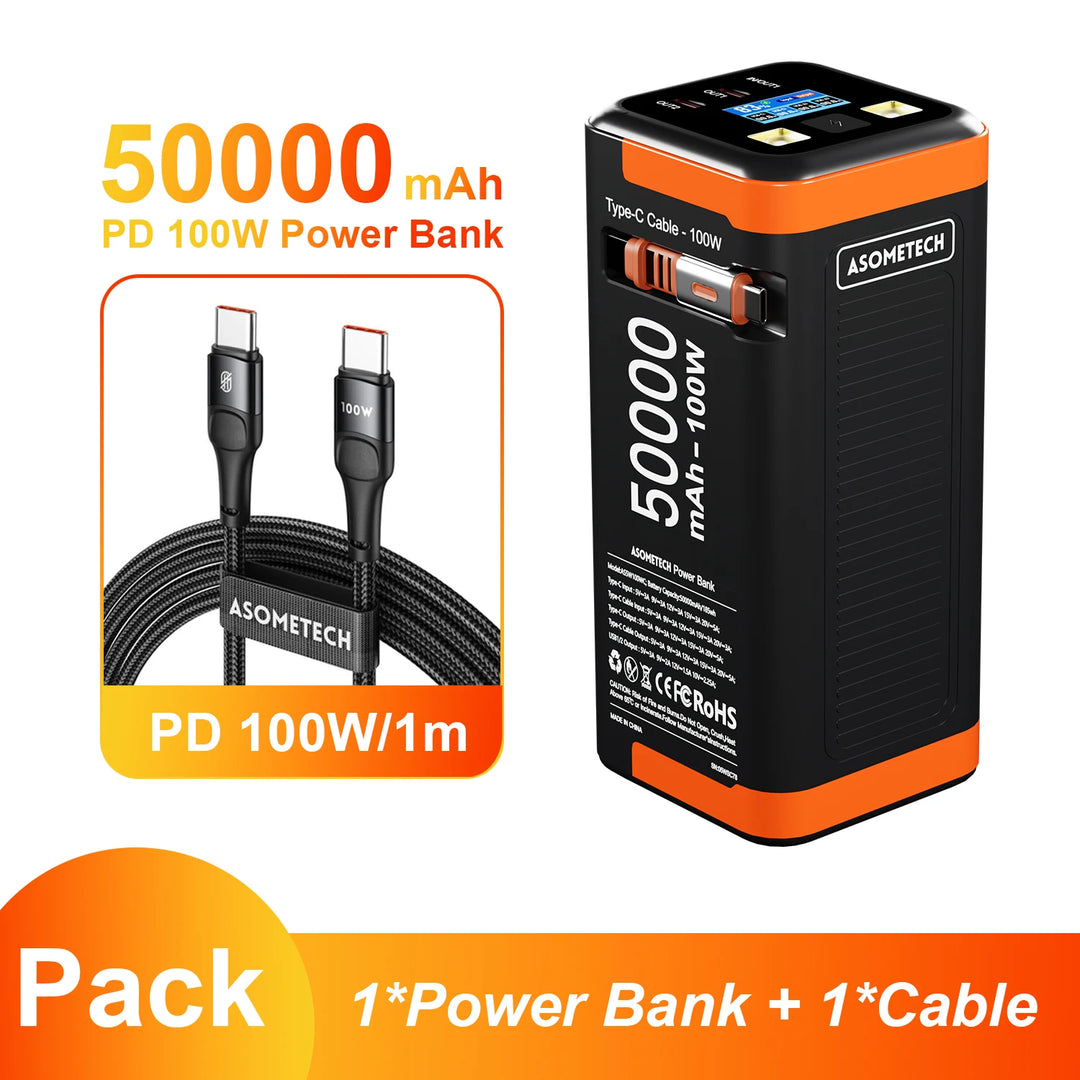 ASOMETECH Power Bank 50000mAh 100W Fast Charge Laptops