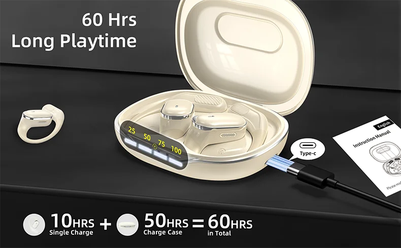 Waterproof Sports Earbuds - GDLYL Bluetooth 5.4 Ear Hook Earbuds