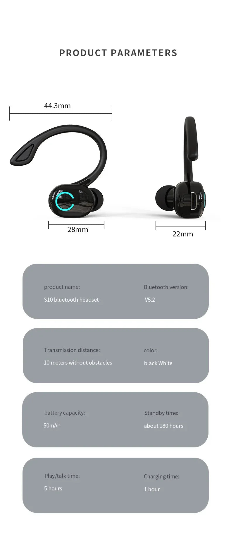 MEZSN OWS Ear Hook Wireless Headphones - Active Noise Cancellation Earbuds