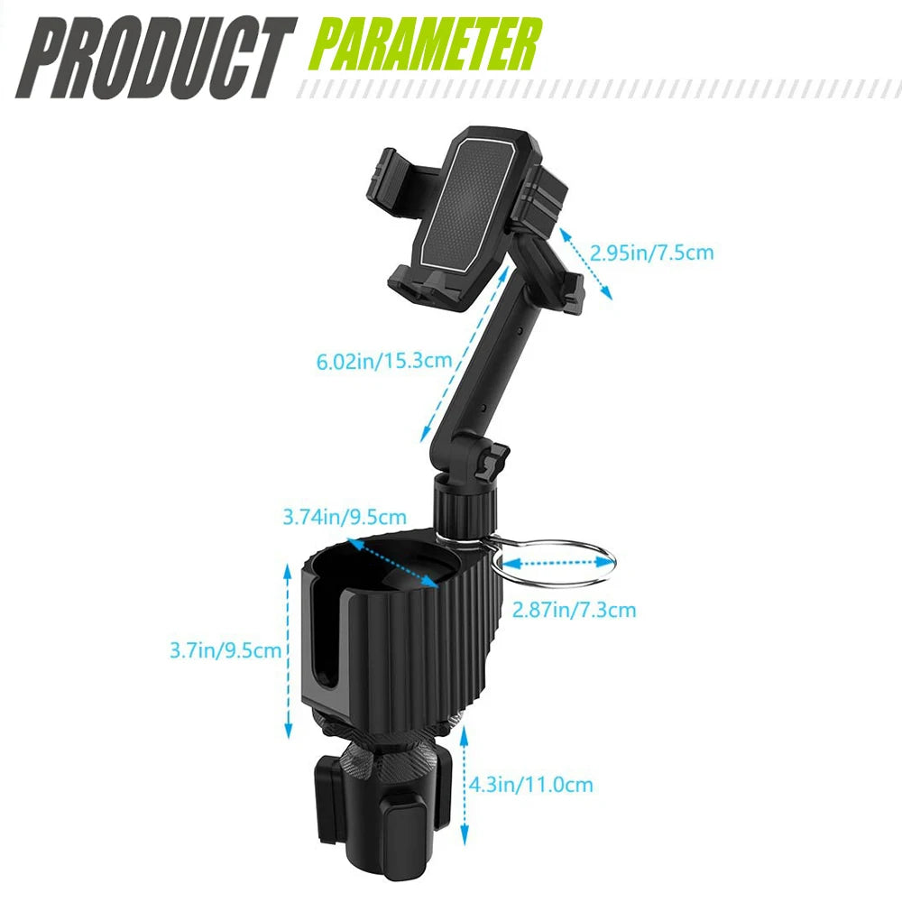 Car Cup Holder Phone Mount – 360° Adjustable Universal GPS Cradle Stand
