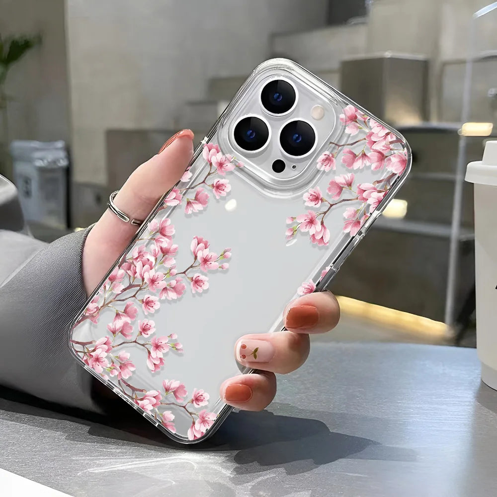 Floral Clear iPhone Case - Shockproof Silicone Bumper for iPhone