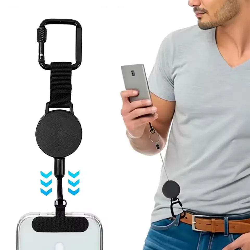 Retractable Phone Leash with Anti-Theft Tether and Belt Clip