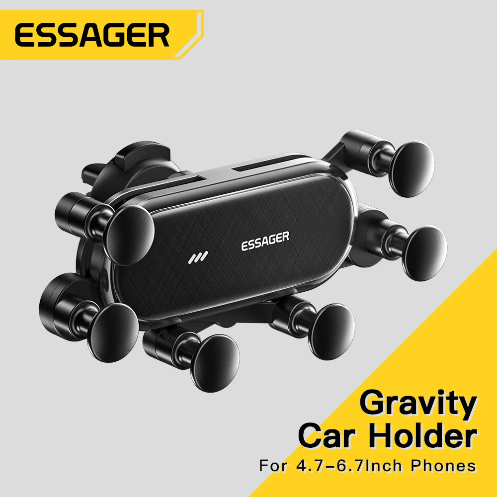 ESSAGER Gravity Car Phone Holder | Air Vent Mount 6-Point Grip for iPhone 14 13 Samsung Xiaomi