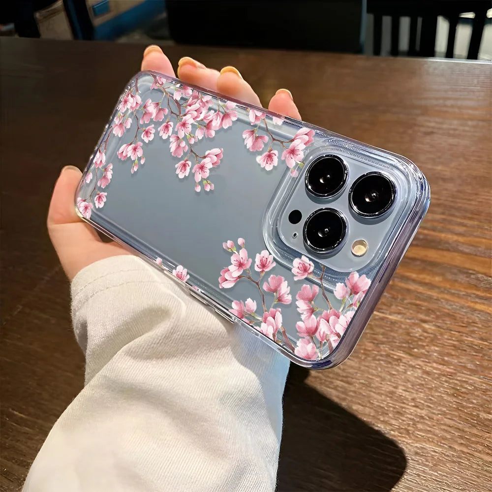 Floral Clear iPhone Case - Shockproof Silicone Bumper for iPhone