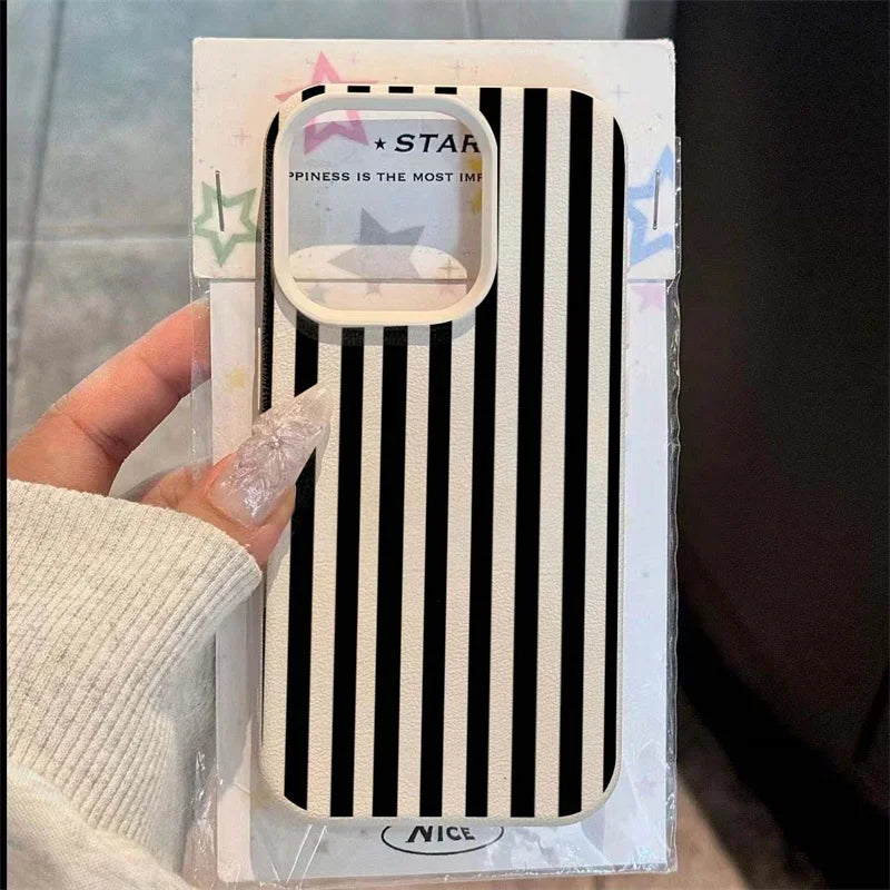 Colorful Striped INS Couple Phone Case for iPhone 17, 16, 15 — iPhone 16 Couple Case