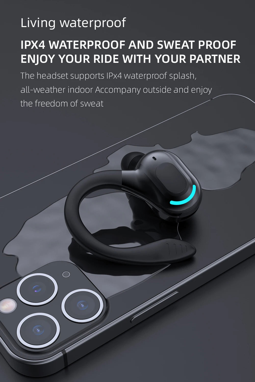 DISOUR M-F8 Wireless Ear-Hook Headset - Best Headphones for iPhone and Samsung