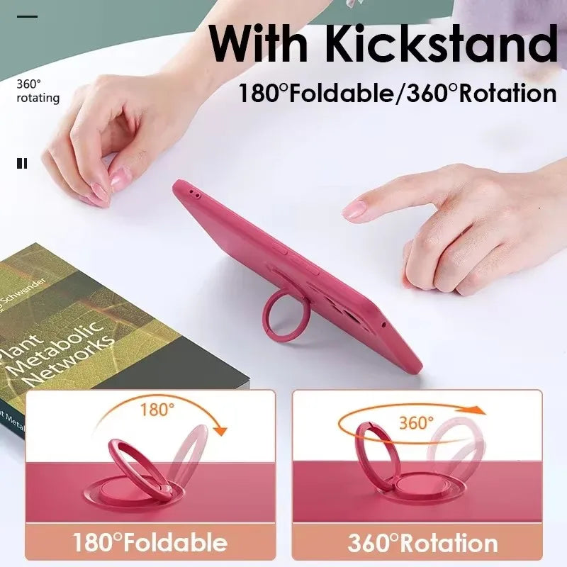 Liquid Silicone Magnetic Case Kickstand Xiaomi Redmi Note