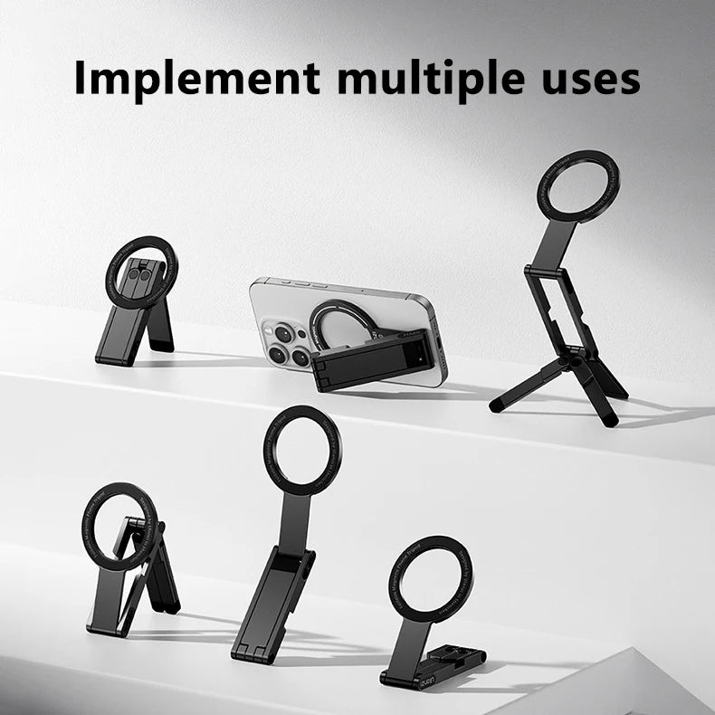 HUOMTONG SJ-15 Magnetic Aluminum Phone Stand – Folding Desktop Tripod Holder