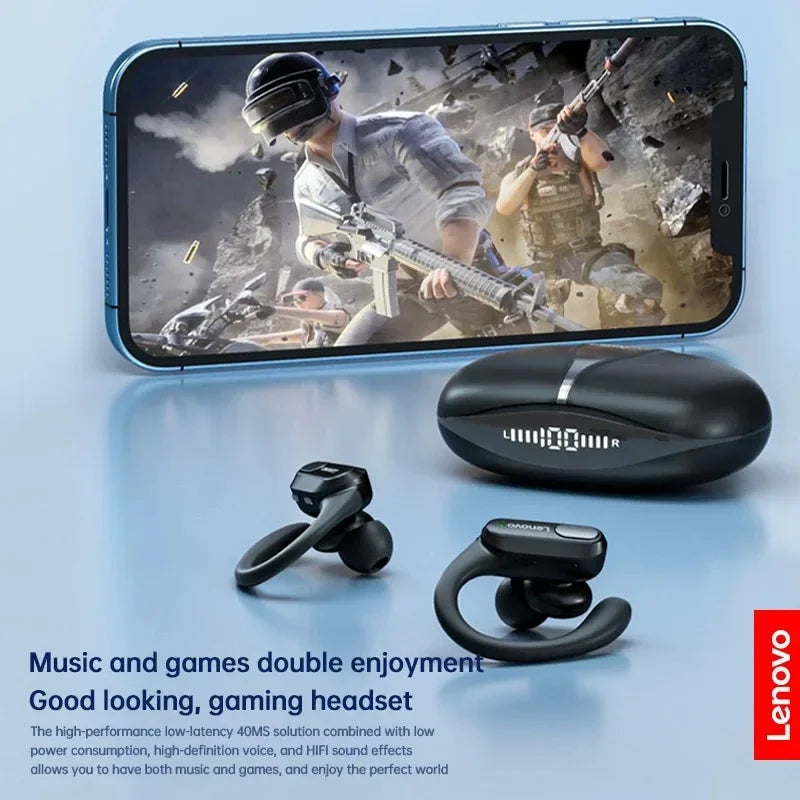 Lenovo XT80 Bluetooth 5.3 Earhook Headphones | ANC HiFi | Waterproof Sport | 500mAh