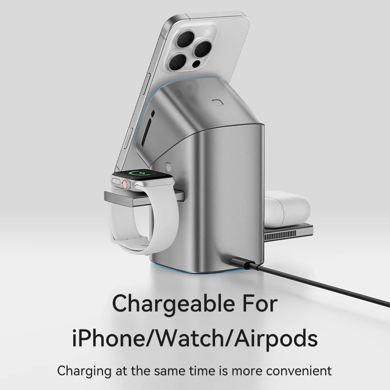 Qi2 Certified 3-in-1 Magnetic Wireless Charging Station for iPhone, Apple Watch, AirPods